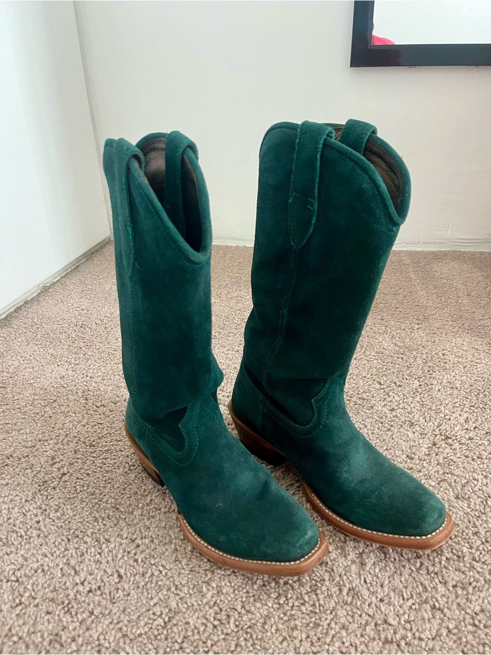 Ariat Memphis Square Toe Blue Suede and Leather Western Boots 7.5B - Picture 2 of 7